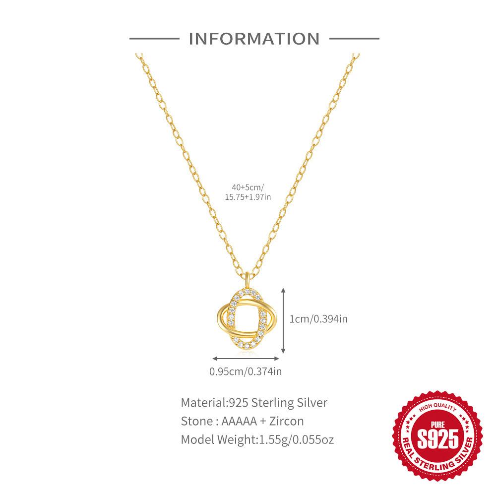 S925 Sterling Silver, Cold Wind Fairy Exquisite Simple Geometric Ring Cross Diamond Necklace