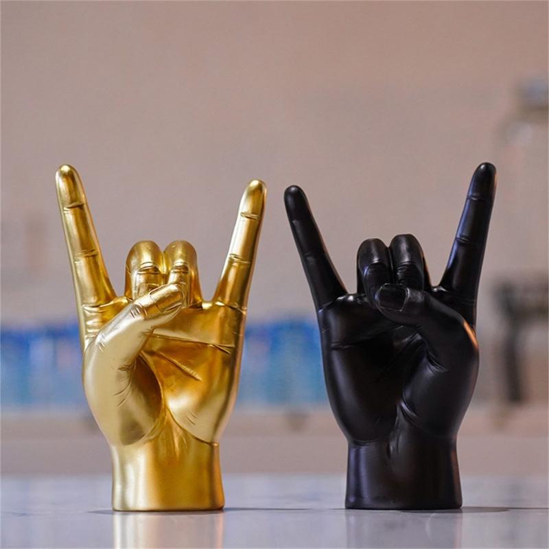"Rock and Roll" Crafts Hand Gesture Statue Party Livehouse Day Music Theme Crafts Centerpieces Statue Bar Party