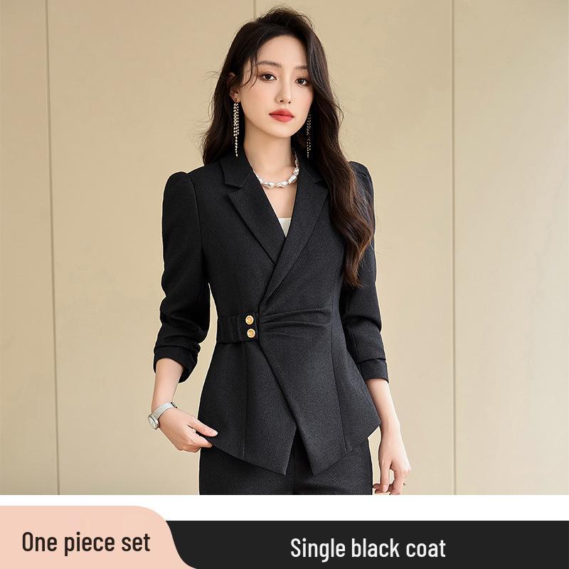 

Женский костюм темно-синего цвета - Элегантный осенне-весенний стиль, Идеально подходит для менеджера лобби и профессиональных мероприятий 3XL