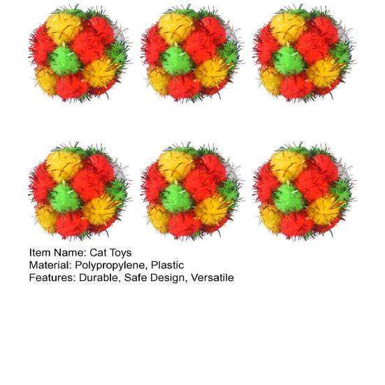 Christmas Cat Toy Balls Sparkly Pompoms with Soundings Particles 4.5cm Crinkle And Jingle Toys for Kittens Interactive Chasing Hunting Plush Balls