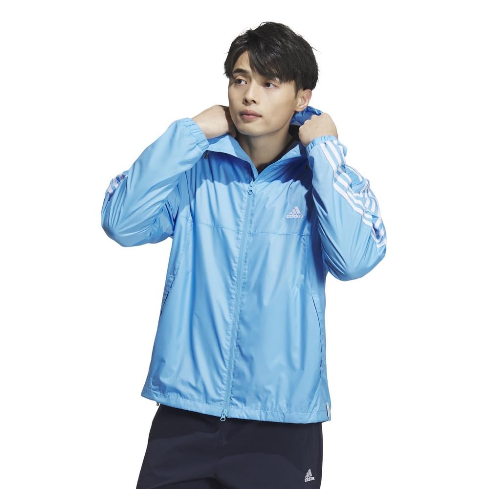 Adidas 3ST Wind Woven Size Blue Men's ESS+ Full-Zip Jacket, M,