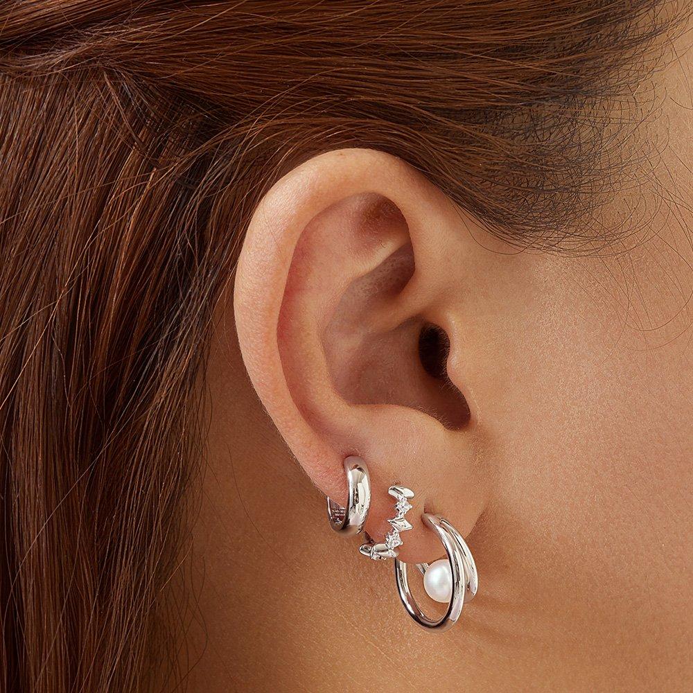 [Worn by Eunbi Kwon] Silver Sparkle 925 Silver Ring Earrings E061-05H