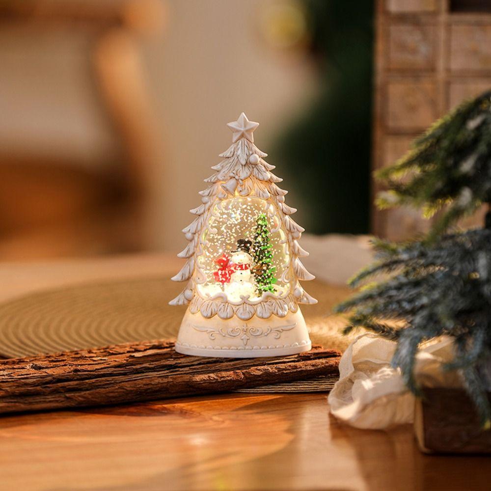 Battery Powered Christmas Wind Lantern Sculpture Water-Filled Santa Claus Desktop Figurine  Home