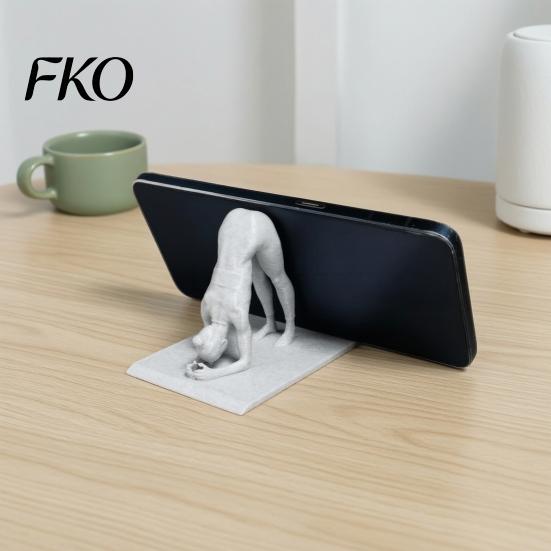 Elegant Desktop Sculpture Yoga Shape Phone Stand, Creative Sculpture, Imitation Stone Frosted Decor Texture Decorative Ornament, for Desk And Bedside