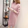 Knitted Dress for Women Loose Mid - Length Korean - Style Sweater Solid Color Casual Half Turtleneck Pullover Autumn and Winter