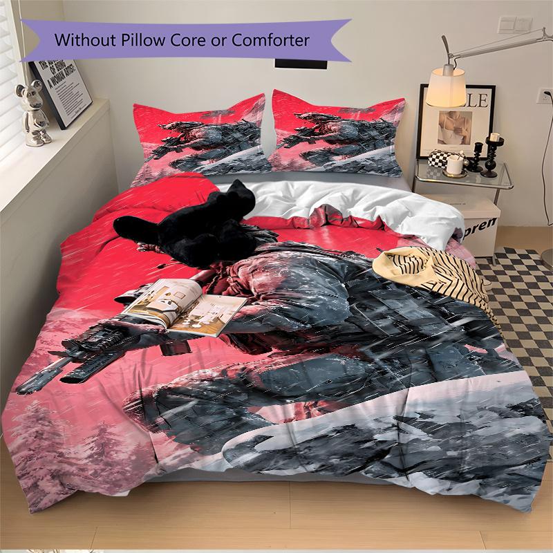 3-teiliges PUBG Bettwäsche-Set - Perfekt für dekorative Schlafzimmer, Gästezimmer, Wohnzimmer, Hotels | Ideales Geschenk für Fans, Reisende, den täglichen Gebrauch | Fes