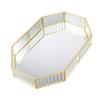 Mirrored Glass Make up Tray, Geometric Jewelry Organizer Ornate Bathroom Vanity Trays, Perfume
