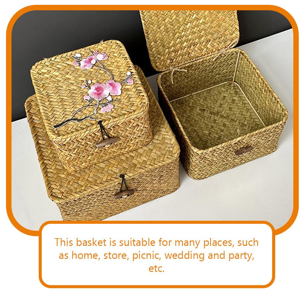 Woven Storage Basket Handwoven Natural Wicker Sundries Organizer for Kitchen Living Room Home Decor Fruit Candy Tea Eggs Storage