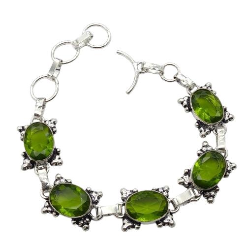 Peridot Gemstone Silver Plated Handmade Bracelet Jewelry BR 33