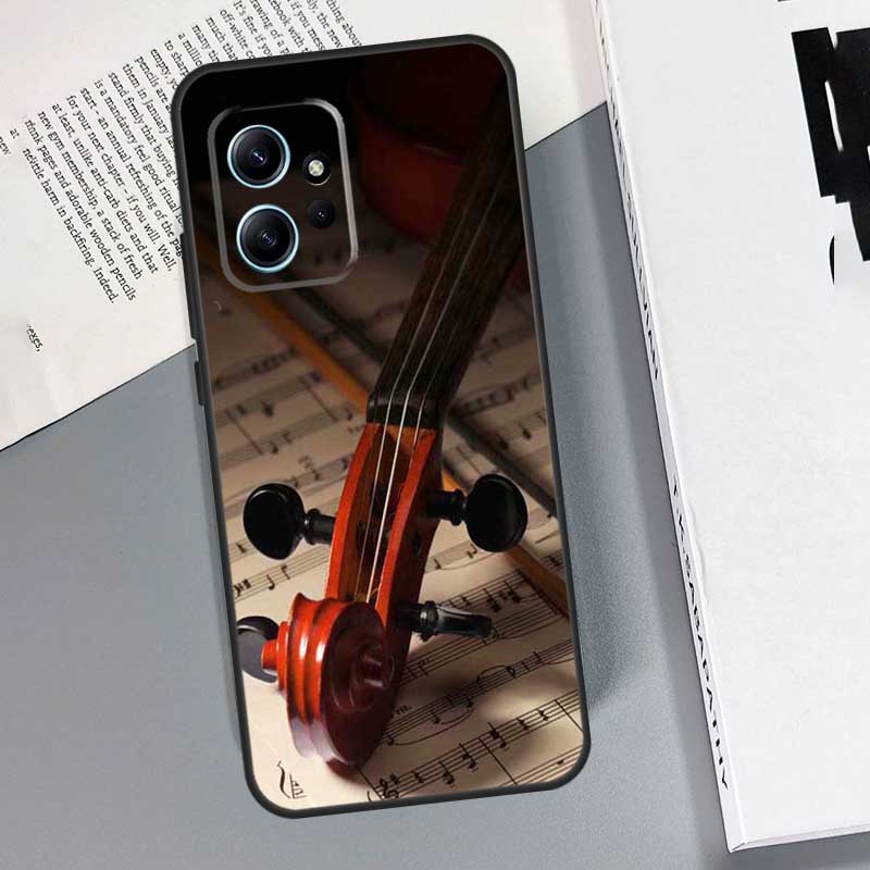Elegant Violins Bow Sheet Music Case For Xiaomi Redmi Note 14 Pro 10 11 12 13 15 Pro Cover For Redmi 15 13C 12C 10C 14C 15C
