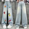 Girls' Jeans Spring and Autumn Children's Pants Spring Loose Wide Leg Pants