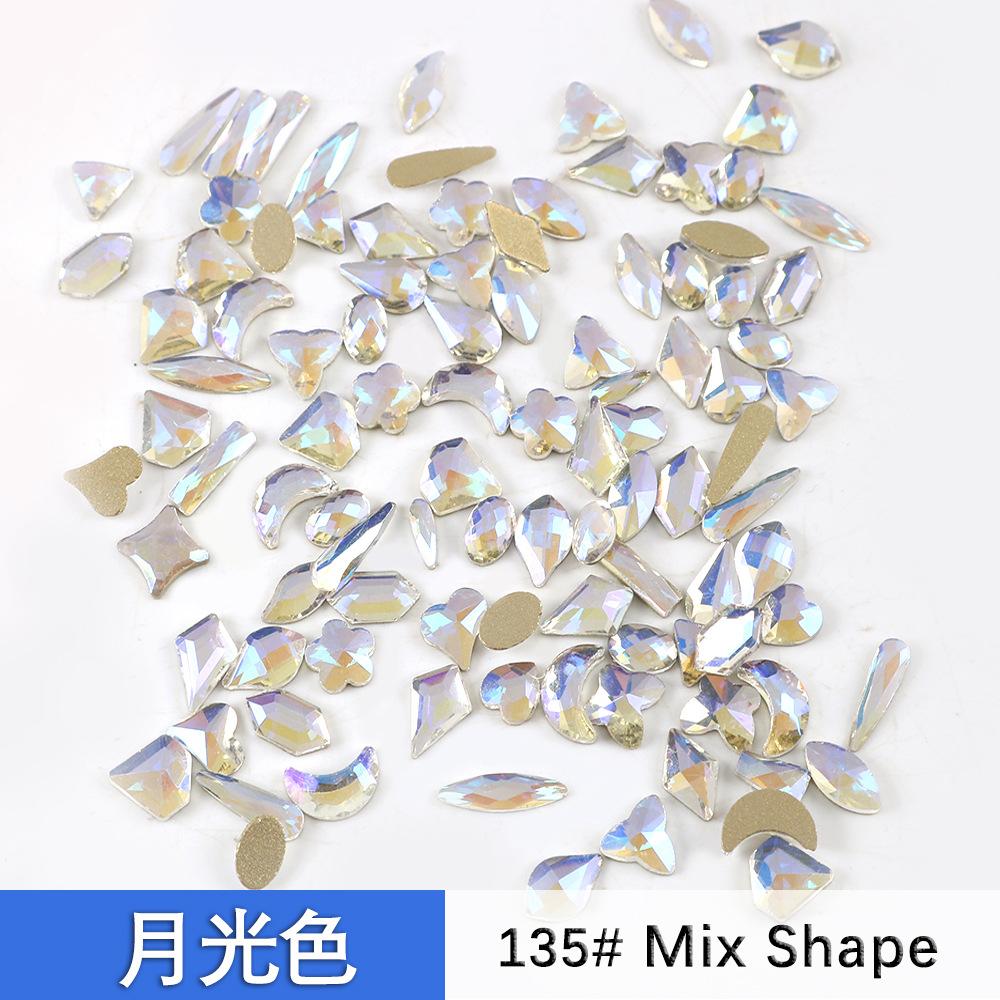 Nail Art Aurora Diamond, Warm Elf With The Same Champagne Flat Bottom Special-Shaped Diamond Mixed With 100 Internet Celebrity Nail Art Diamonds