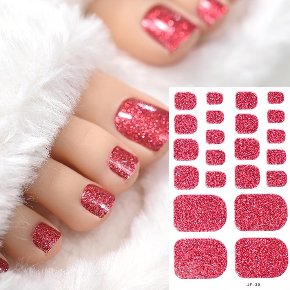 22tips Glitter Toe Nail Stickers Full Cover Nail Wraps Adhesive Toenails Decals for Women DIY Toenails Decals