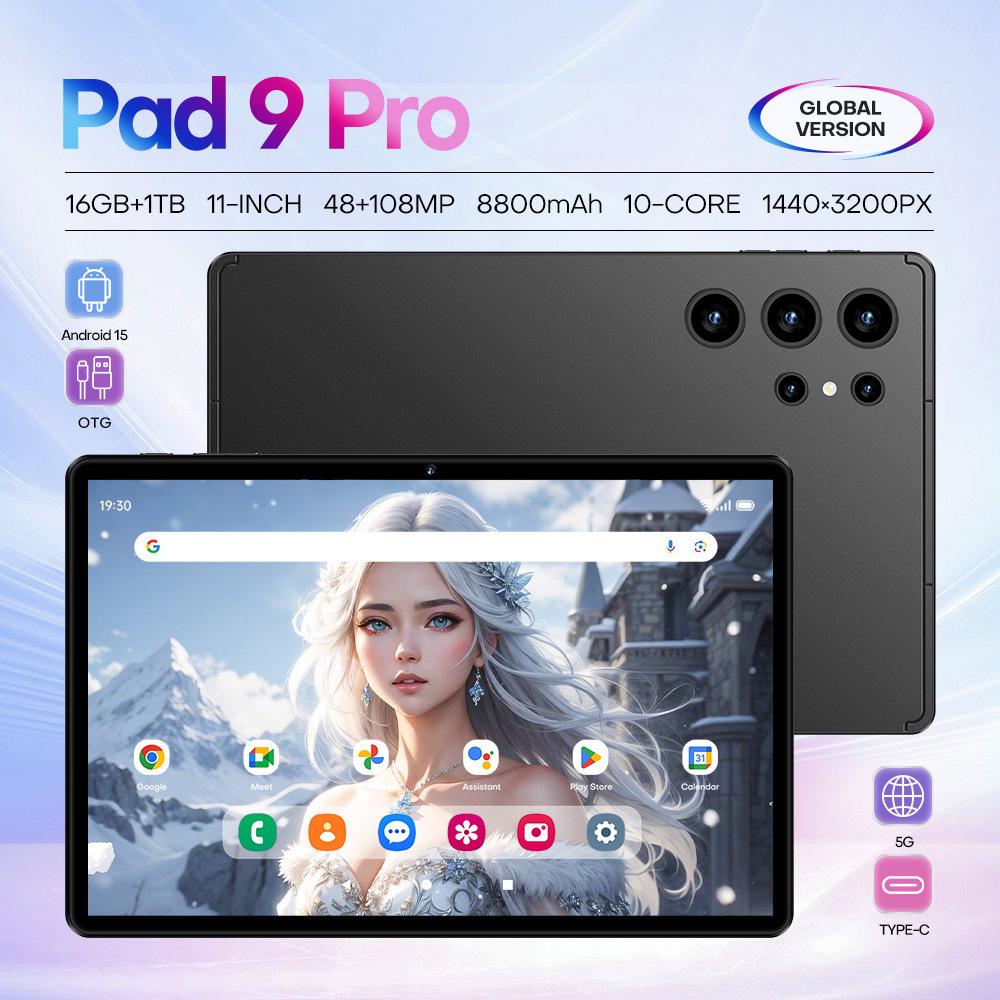 New Arrival: 10-inch Pad 9 Pro Tablet - 16GB+1TB for Learning and Gaming