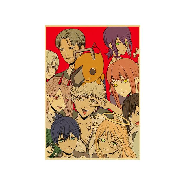 Popular Anime, Chainsaw Poster, Vintage Kraft Paper Print, High-quality Decorative Painting, Room Decoration