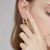 1 Pair Women Earrings Paper Clip Shape Geometric Polished Copper Pure Color Hollow Out Daily Commute Ear Jewelry Short Hanging Earrings