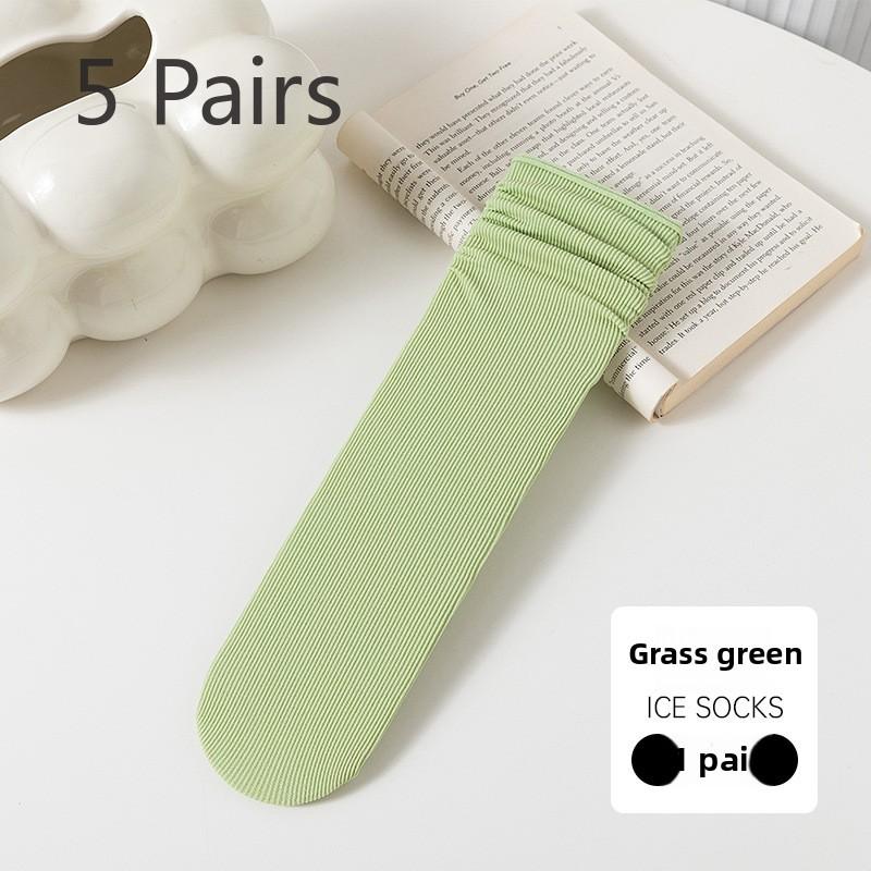 5 Pairs of Female Summer Thin Candy Color Student Trend Pile Socks