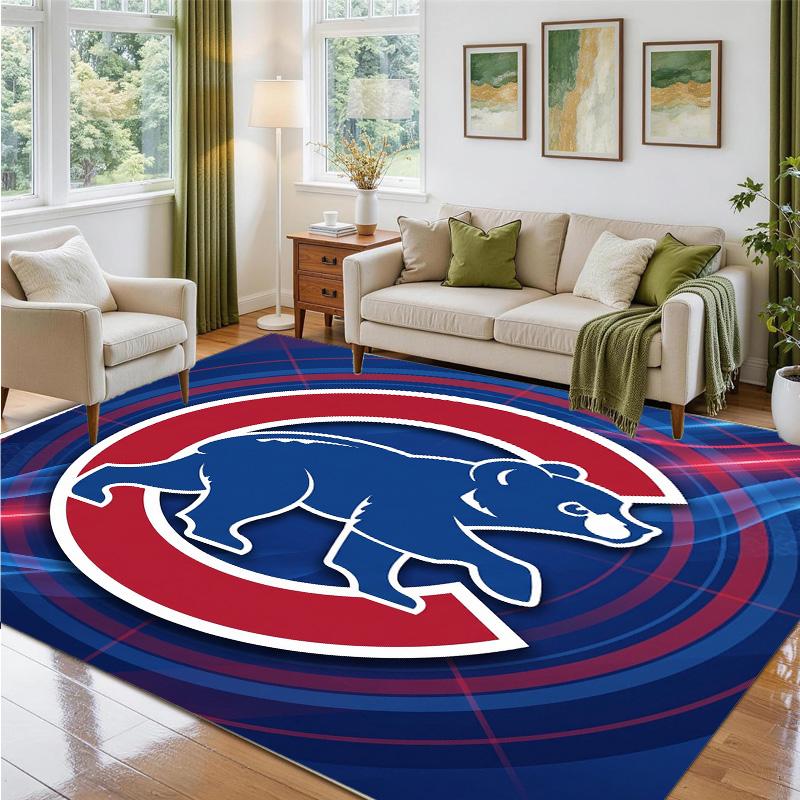 Chicago Cubs Design Crystal Velvet Rug Soft Decorative Mat for Bedroom Entrance