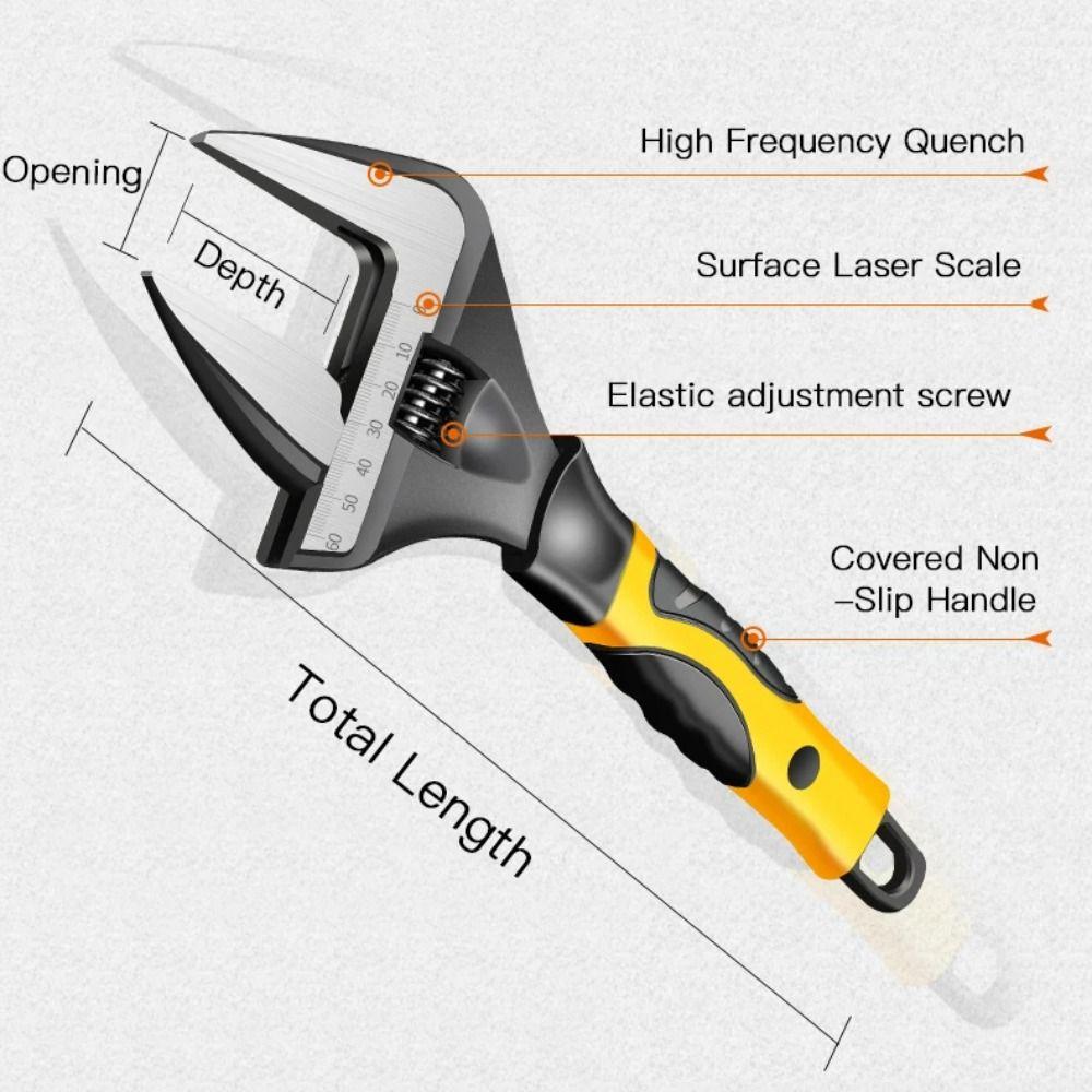 CR-V Universal Spanner Large  Opening Bathroom Wrench Multi Tool Adjustable Wrench  Nut Wrenchhold