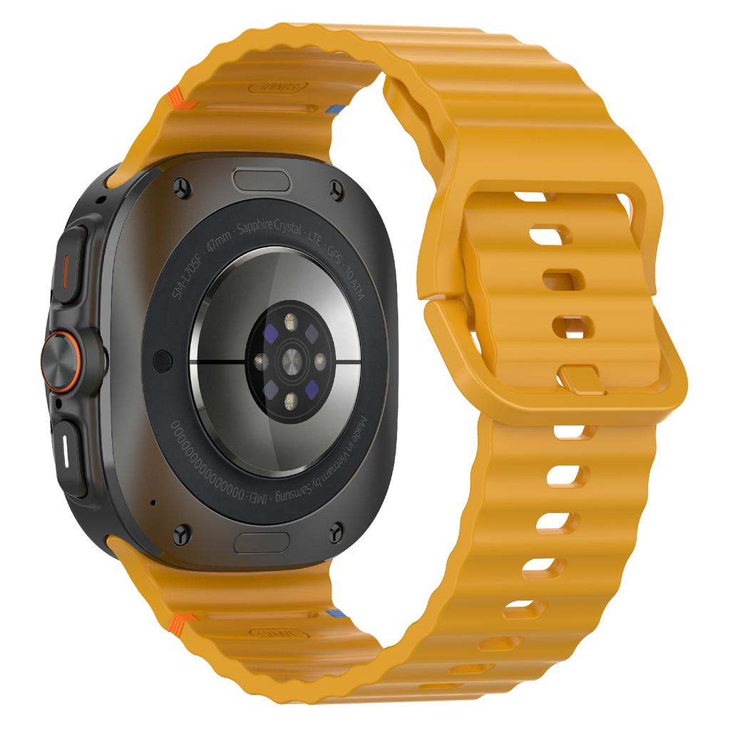 For Samsung Galaxy Watch Ultra 2 49mm/Watch Ultra 47mm Watch Band Wave Pattern Stitched Design Silicone Wrist Strap