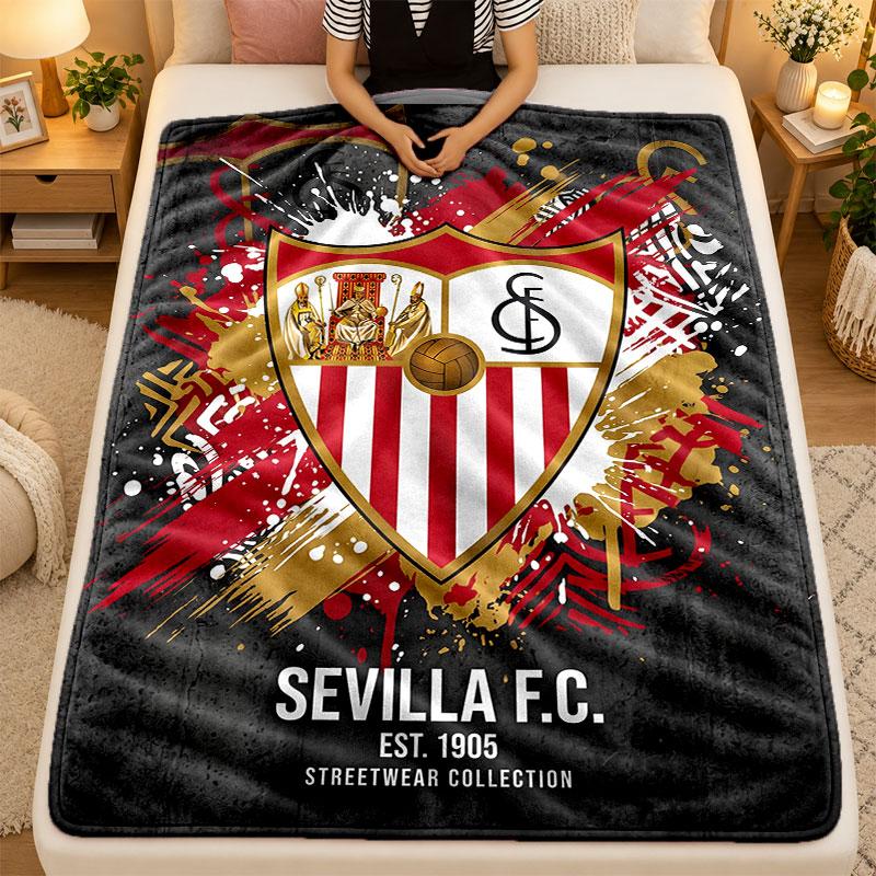 Coperta di Flanella Sevilla FC Calda Morbida Coperta Plaid per Uso Interno Divano Letto Soggiorno