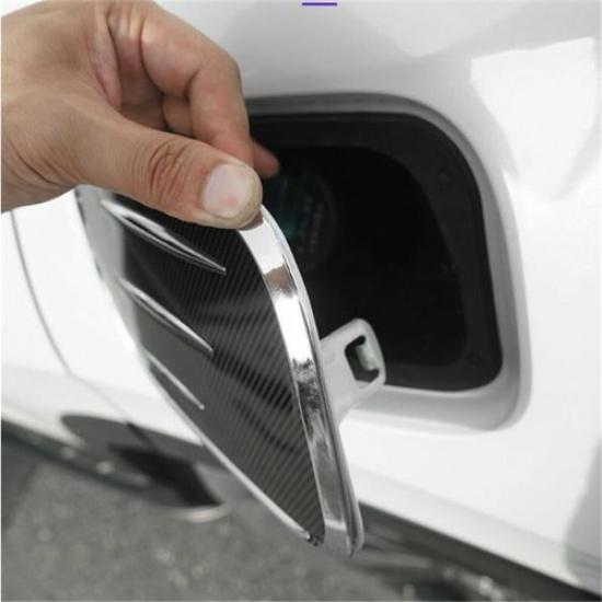 Chrom+Carbon Fiber Gas Oil Fuel Tank Cap Cover Trim For Honda CR-V CRV 2017-2022