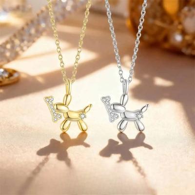 Spielerisches Ballon-Hunde-Halskette aus Sterlingsilber für Damen Mode-Statement Luxus Chic Tier-Anhänger Schlüsselbein-Kette