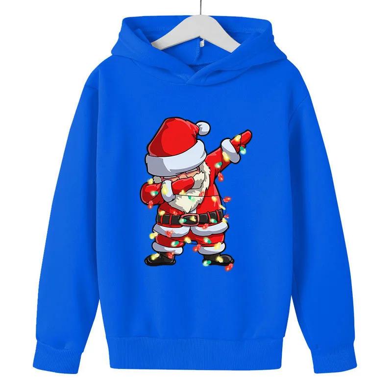 Cartoon Anime Paar Kapuzenpullover Europäische Größe Bedruckter Pullover Weihnachten Weihnachtsmann Muster