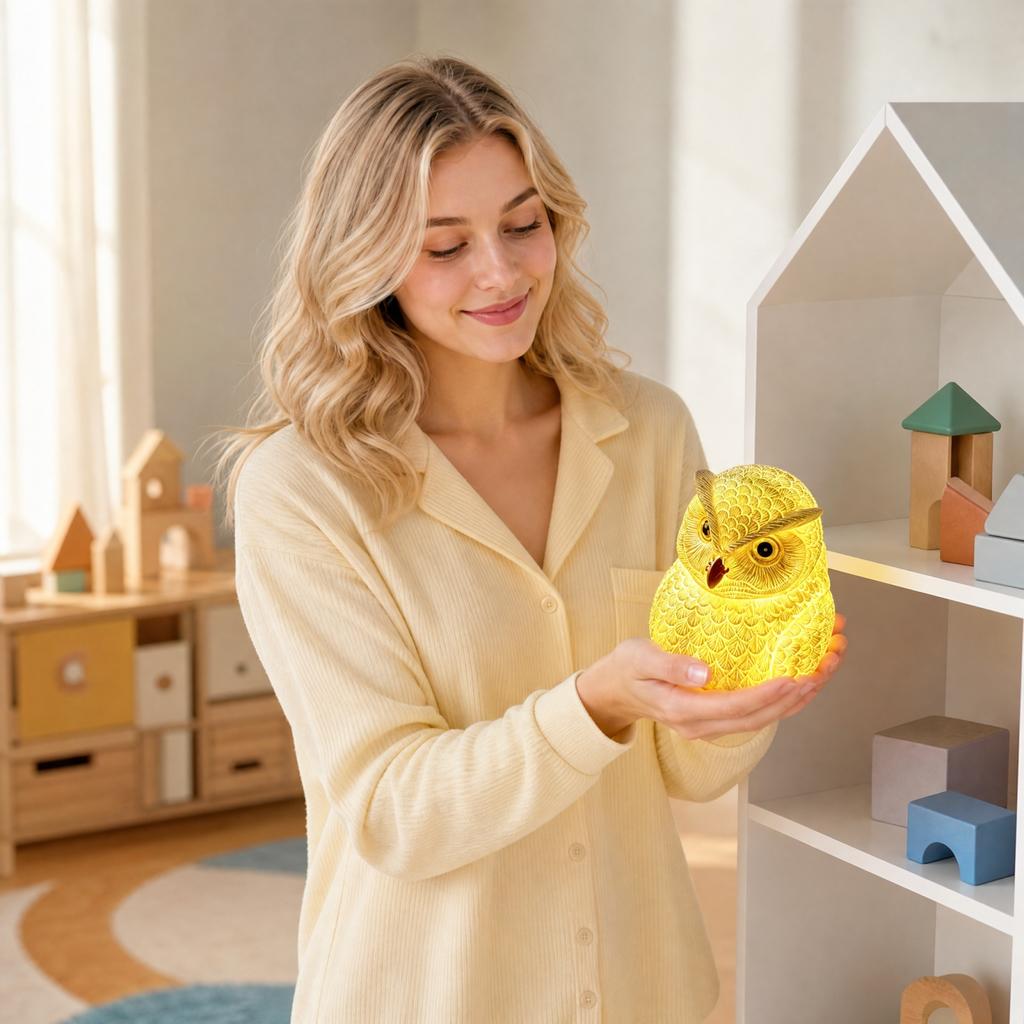 Glowing Resin Figurine for Home Decor, Decorative Night Light Statue Tabletop Ornament