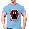 Summer Round Neck 3D Japanese Black Anime Cat Pattern Print Top Fashionable Casual Short Sleeved Men's T-shirts