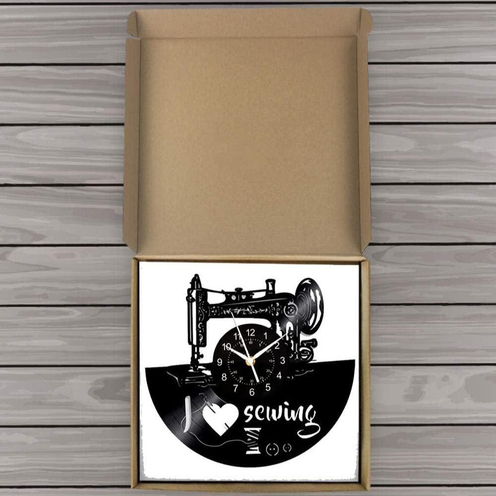 Sewing Machine Vinyl Record Wall Clock Tailor Home Decoration Silent Watch Clothing Sewing Machine Art Tailor's Best Gift Clock