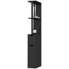 Bathroom Cabinet With 2 Shelves And 2 Cupboards Tall Space Saving Cabinet 15.2x29.8x118 Cm Black