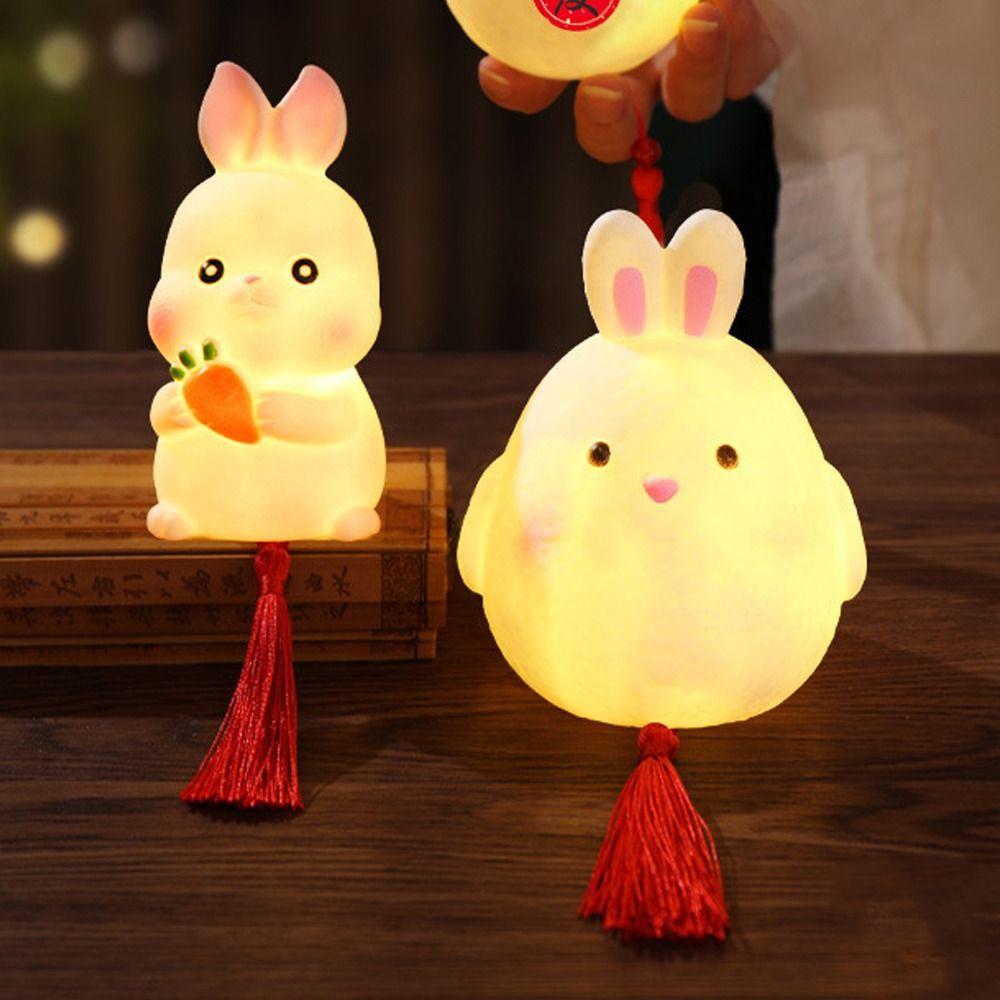 Cartoon Chinese Rabbit Lantern Blessing Antique Lantern Portable Handheld Lamp  Kindergarten