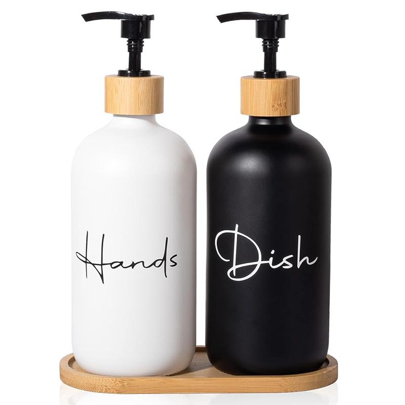

Hand sanitizer dispenser with lotion pump, reusable 2pcs чёрный