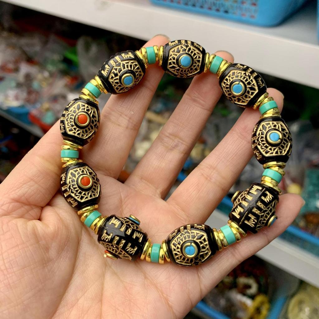 Tibetan Style Enamel Beaded Bracelet, Multicolor Vintage Gold-Plated Ethnic Jewelry,Handmade Enamel Charm Bracelet
