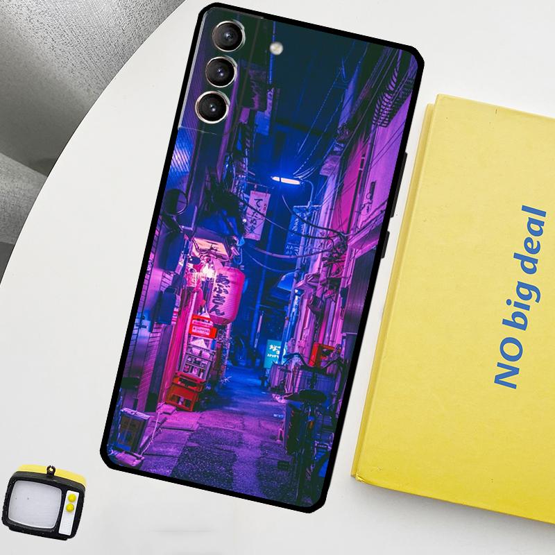 

Japanese Night City Aesthetic Phone Case For Samsung Galaxy S24 Ultra S20 S21 S22 S23 Plus S9 S10 S24 FE S25 Ultra Cover Galaxy S23Ultra