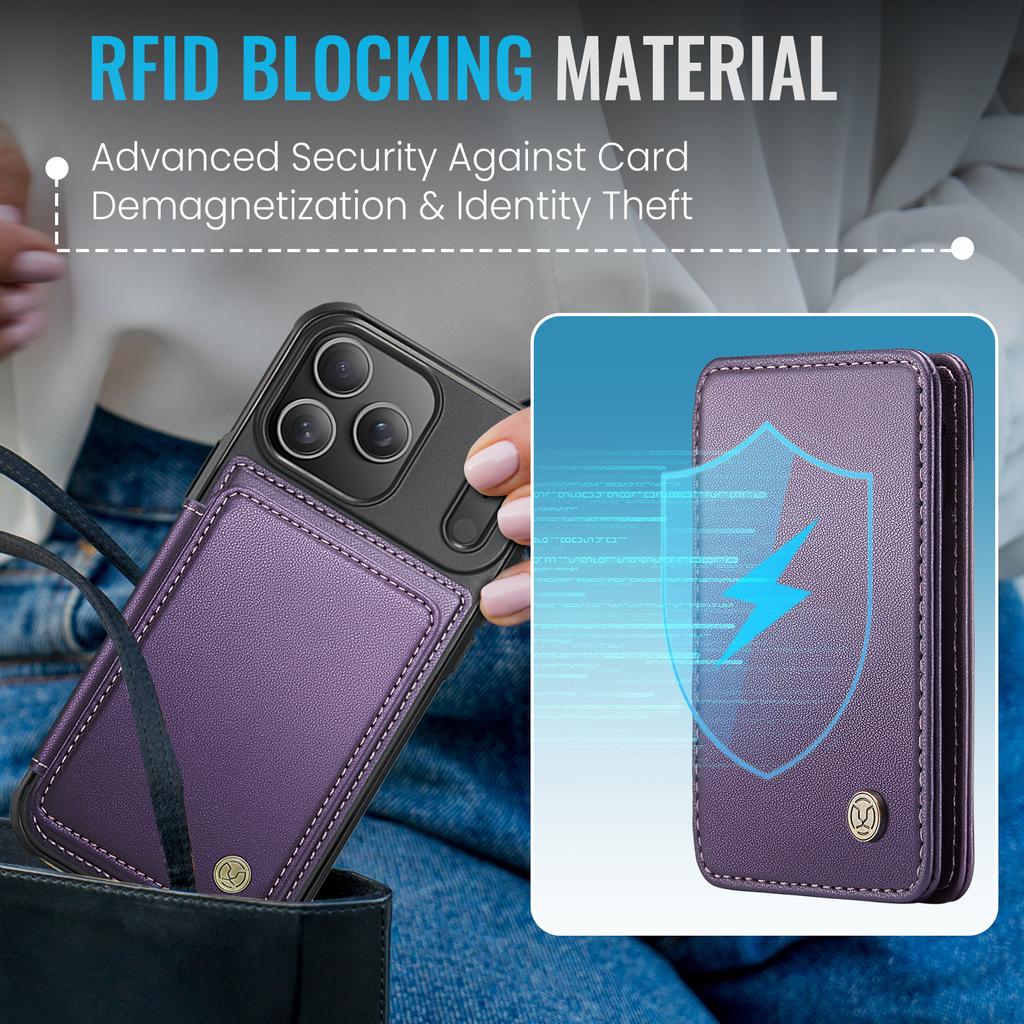 For iPhone 17 Pro Max Case JEEHOOD J05 Leather Mobile Cover with Detachable Magnetic Card Bag
