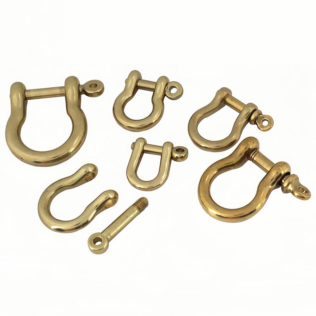 Solid Brass Carabiner D Bow Shackle Key Ring Keychain Hook Screw Joint Connector Buckle Key Chain Jewelry Findings Accessories