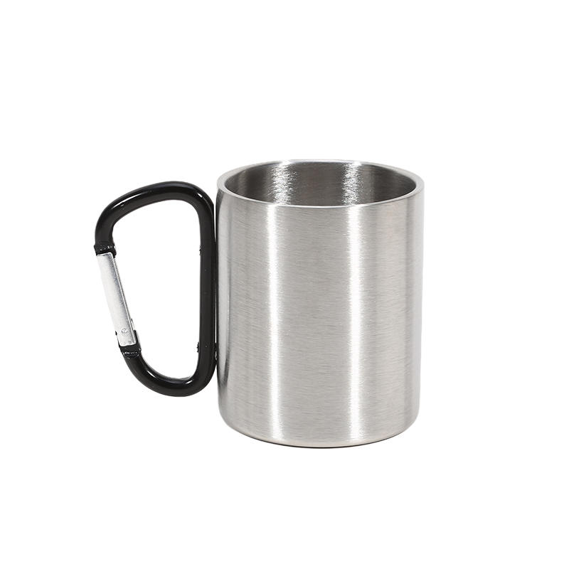 220Ml Stainless Steel Cup for Camping Traveling Outdoor Cup with Handle Carabiner Climbing Backpacking Hiking Portable Cups