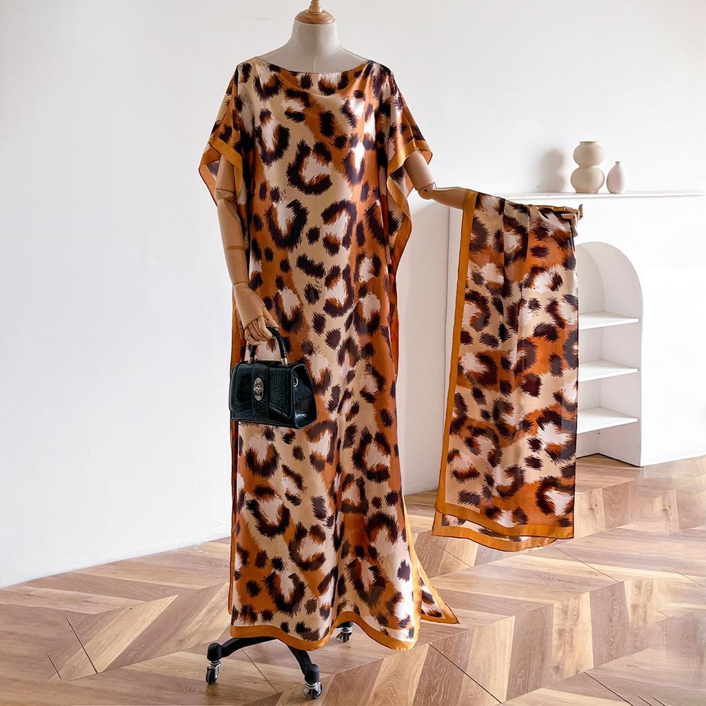 Simulation Silk Dress Women'S Printed Dress Temperament Versatile Women'S Large Size Robe