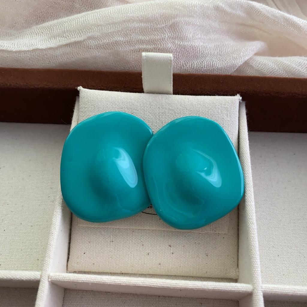 Black Gold Enamel Oil Drop C-Shaped Color Matching Earrings Light Luxury High Sense Fashion Rhombus Earrings Commuter Women