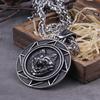 Stainless Steel Wolf Head Norse Viking Pendant Necklace for Men Never Fade with Wooden Box Christmas Gift
