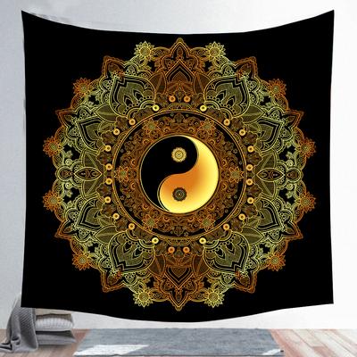 Mandala Style Yin Yang Bagua tapisserie dentelle décoration murale Bronze imprimé tissu chambre salon décor à la maison tapisserie tenture murale