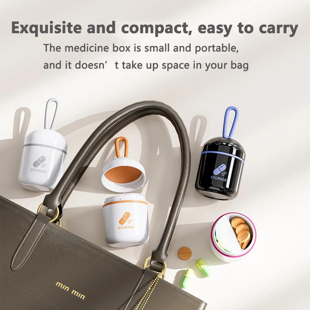 Runde Pillendose Mini-Pillenorganizer Leicht zu tragende Pillenbox