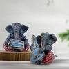 Resin Musical Ganesha Pair for Home Decor | Brings Prosperity - (Grey & Red, Pack of 2)