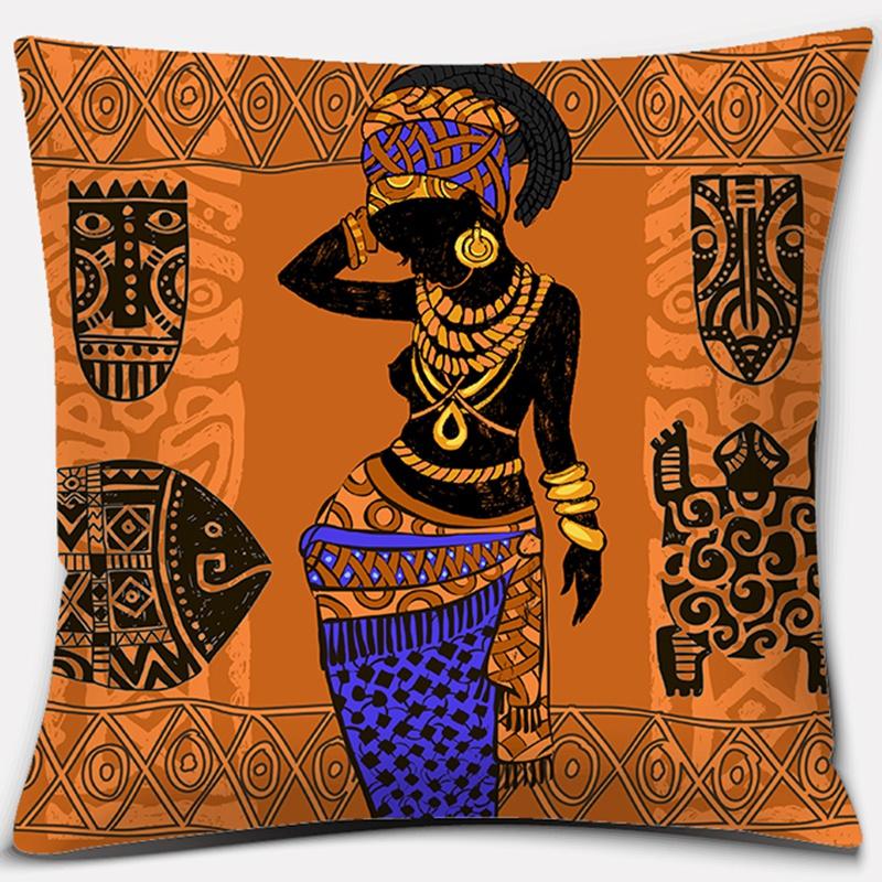 Home Decor Pillowcase Ethnic African Women Polyester  Car Sofa Cushion Cover   45x45cm