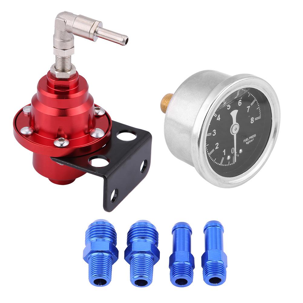 Universal Aluminum Car 160psi Adjustable 1: 1 Fuel Pressure Regulator Oil Gauge Kit (Black)