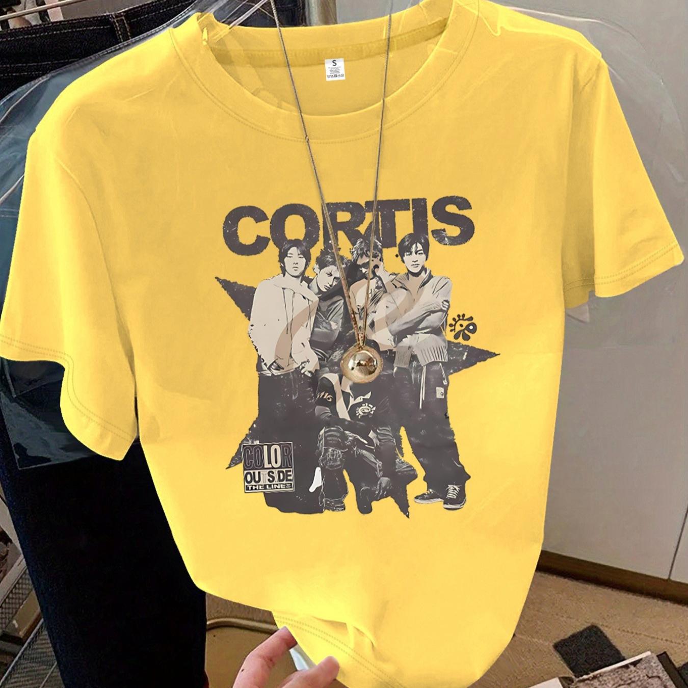 

2026 CORTIS Summer Fashion Trendy Tee Men Women Vintage Top Womens Fashion Printed T Shirt Band Print Vintage L чорний