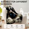 Creative White and Blue Cat Pattern Flannel Blanket, Suitable for Nap Blanket, Sofa, Office, Bed, Christmas and Halloween Gifts