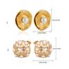 Elegant Metal Weave Stud Earring Jewelry Accessory for Women Featuring Gold Plated Sturdy Stainless Steel and Pearls